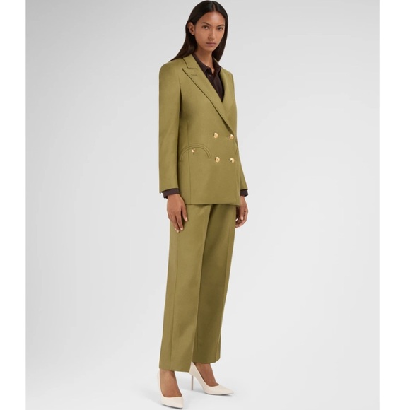 Blazé Milano Exit double-breasted wool blazer in green - Picture 4 of 15